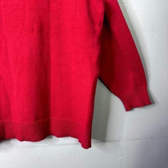 Lane Bryant Red Pullover Sweater Gold Button Shoulder Detail Women's Size 22/24 - Picture 12 of 12